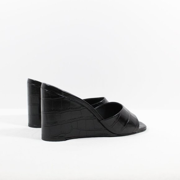 Black Suede Studio Chloe Wedge Sandal - Black Croc 36.5EU - Picture 2 of 6